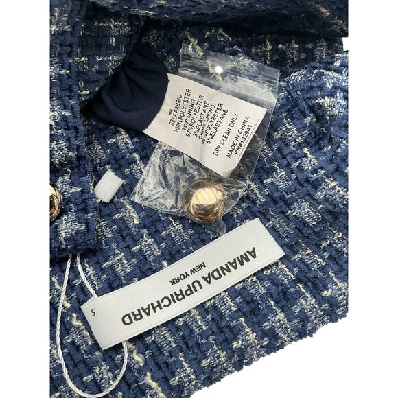 Amanda Uprichard Tweed Blue Kendall Romper Size S - Picture 4 of 4